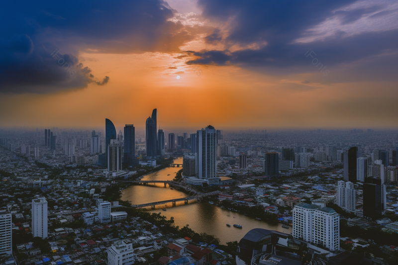 实拍蓝色傍晚城市河流远景摄影背景,高清,摄影图,摄影图片,图片大全,摄影图免费下载